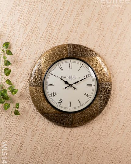 Wall Clocks - Embossed Brass with Floral Design - 18 inch - WL5147 Wall Clocks