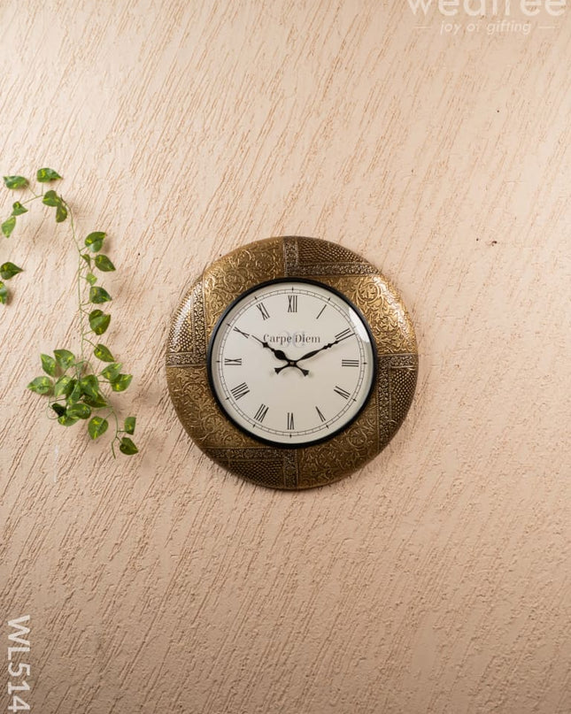 Wall Clocks - Embossed Brass with Floral Design - 18 inch - WL5147 Wall Clocks