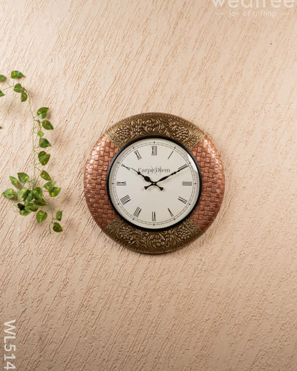 Wall Clocks - Embossed Brass with Floral Design - 18 inch - WL5148 Wall Clocks