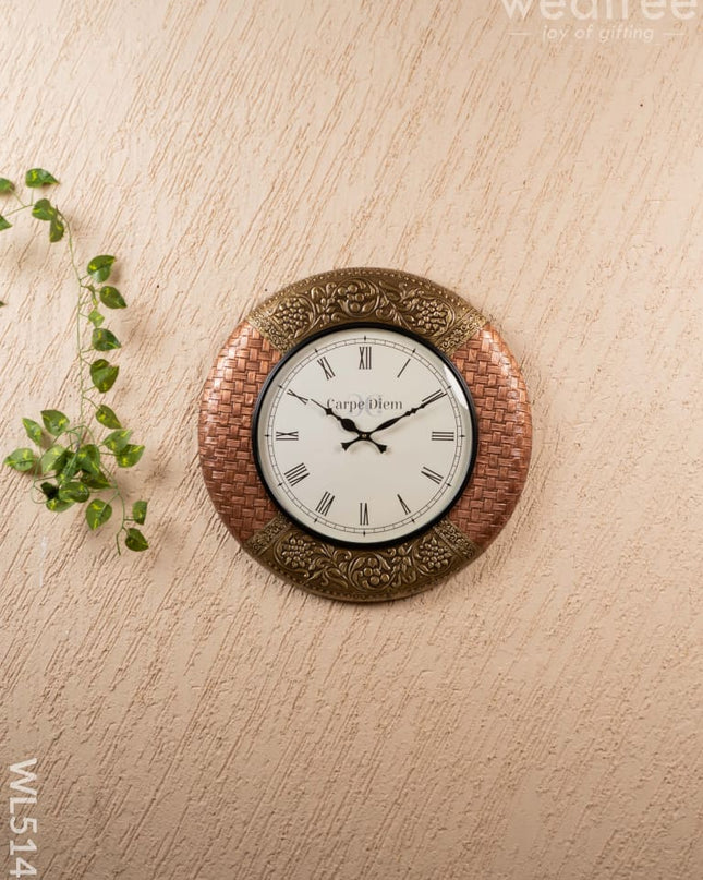 Wall Clocks - Embossed Brass with Floral Design - 18 inch - WL5148 Wall Clocks