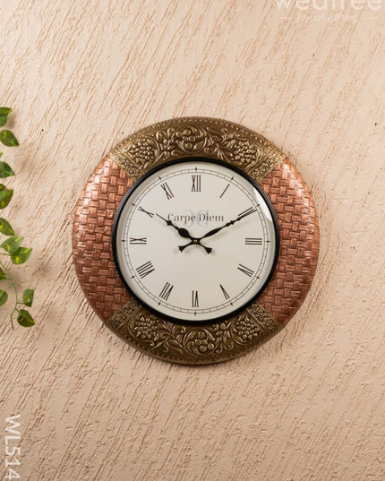 Wall Clocks - Embossed Brass with Floral Design - 18 inch - WL5148 Wall Clocks