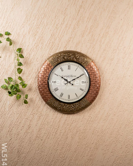 Wall Clocks - Embossed Brass with Floral Design - 18 inch - WL5148 Wall Clocks
