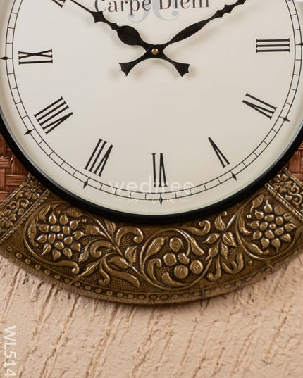 Wall Clocks - Embossed Brass with Floral Design - 18 inch - WL5148 Wall Clocks