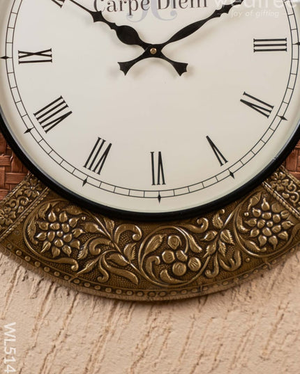 Wall Clocks - Embossed Brass with Floral Design - 18 inch - WL5148 Wall Clocks