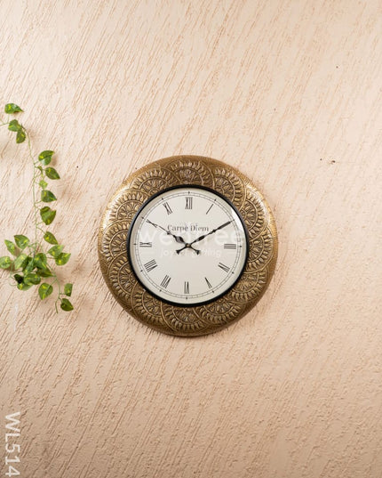 Wall Clocks - Embossed Brass with Flower Design - 18 inch - WL5149 Wall Clocks