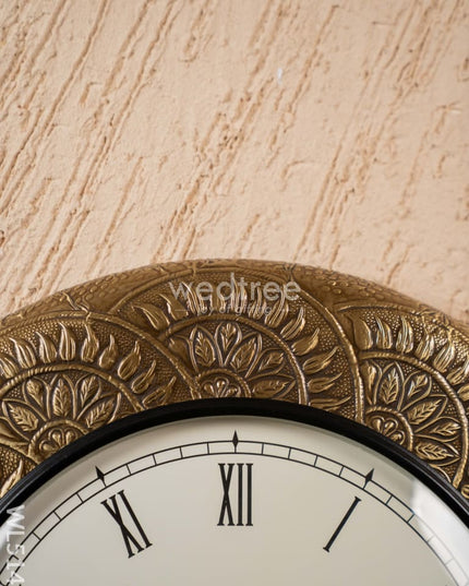 Wall Clocks - Embossed Brass with Flower Design - 18 inch - WL5149 Wall Clocks