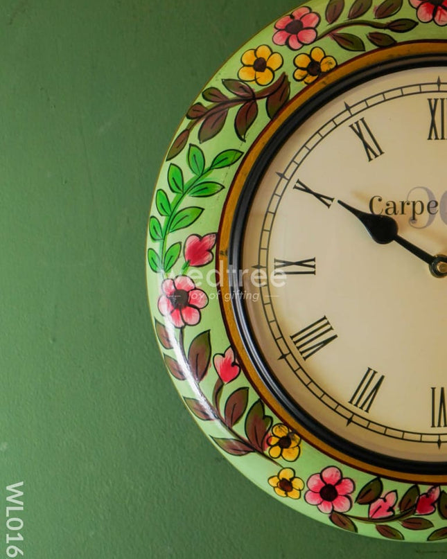 Wall Clocks -Hand Painted With Floral Design (12 Inches) - Wl0162 Clocks