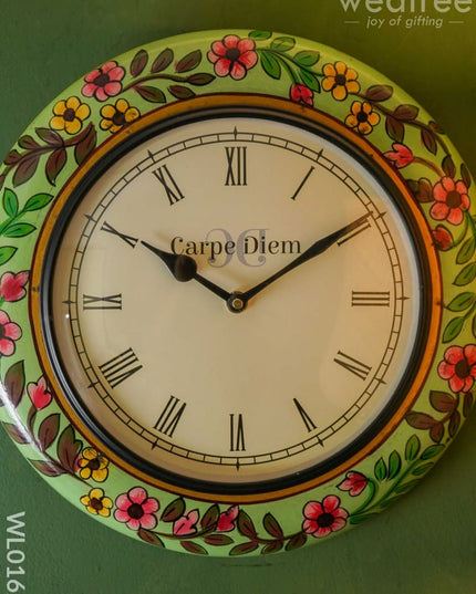 Wall Clocks -Hand Painted With Floral Design (12 Inches) - Wl0162 Clocks