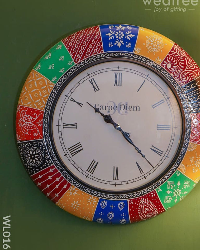 Wall Clocks - Hand Painted With Multi Colour Floral Design (18 Inch) Wl0161 Clocks