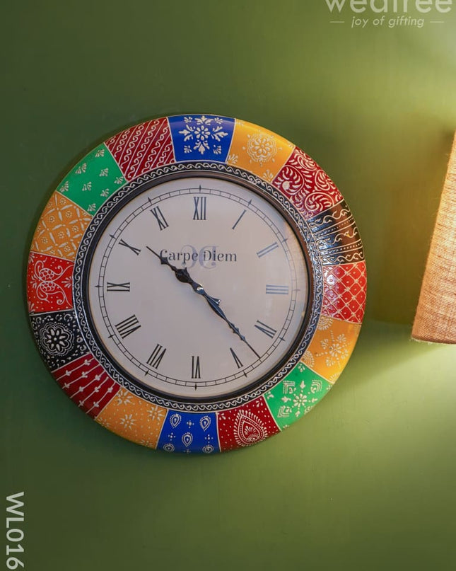 Wall Clocks - Hand Painted With Multi Colour Floral Design (18 Inch) Wl0161 Clocks