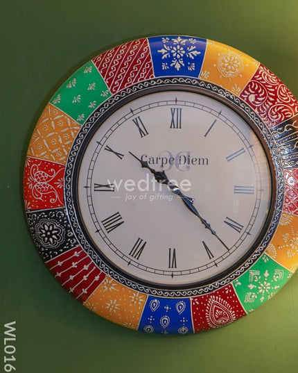 Wall Clocks - Hand Painted With Multi Colour Floral Design (18 Inch) Wl0161 Clocks