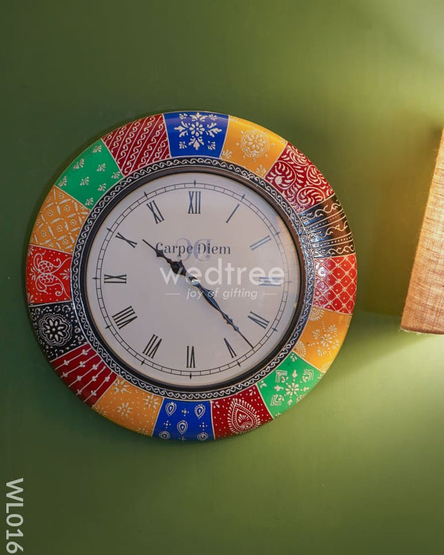 Wall Clocks - Hand Painted With Multi Colour Floral Design (18 Inch) Wl0161 Clocks