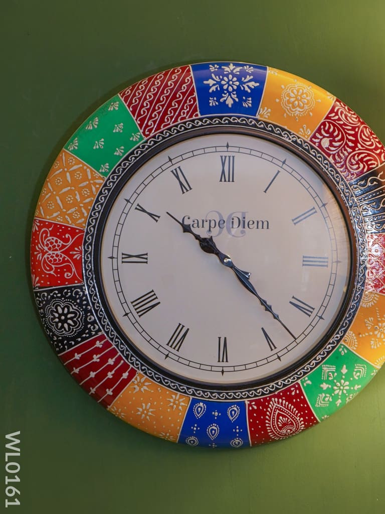Wall Clocks - Hand Painted With Multi Colour Floral Design (18 Inch) Wl0161 Clocks