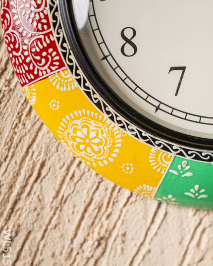 Wall Clocks - Painted with Floral Design - 12 inch - WL5157 Wall Clocks