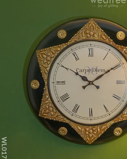 Wall Clocks - Polished Brass In Black Base (18 Inch) Wl0171 Clocks