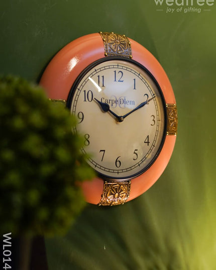 Wall Clocks - Rose Coloured With Brass Antique Finish (12 Inches) Wl0144 Clocks