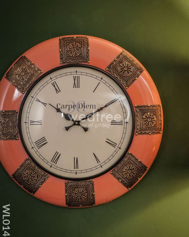 Wall Clocks - Rose Coloured With Brass Antique Finish (18 Inches) Wl0143 Clocks