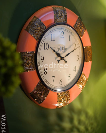 Wall Clocks - Rose Coloured With Brass Antique Finish (18 Inches) Wl0143 Clocks