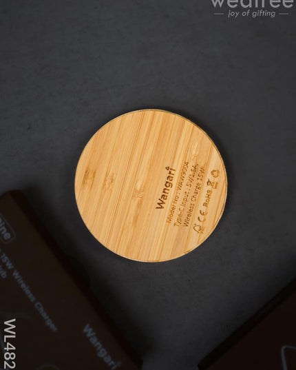 Wangari - Bamboo Wireless Charger with USB - 15W - Olive - WL4821 Electronics