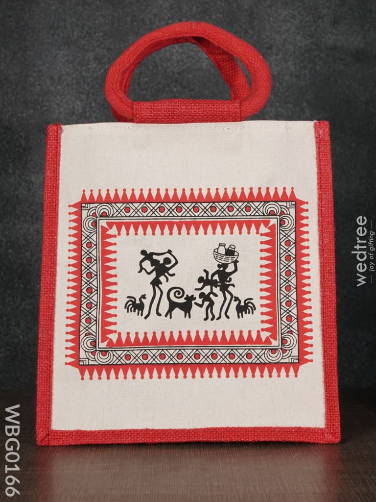 Canvas And Jute Bag With Warli Prints - Wbg0166 Bags