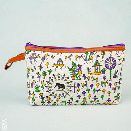 Warli Printed Purse with Zipper - WBG0812 - Clutches & Purses