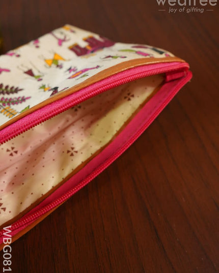 Warli Printed Purse with Zipper - WBG0812 - Clutches & Purses