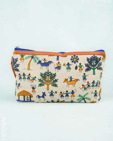 Warli Printed Purse with Zipper - WBG0812 - Clutches & Purses