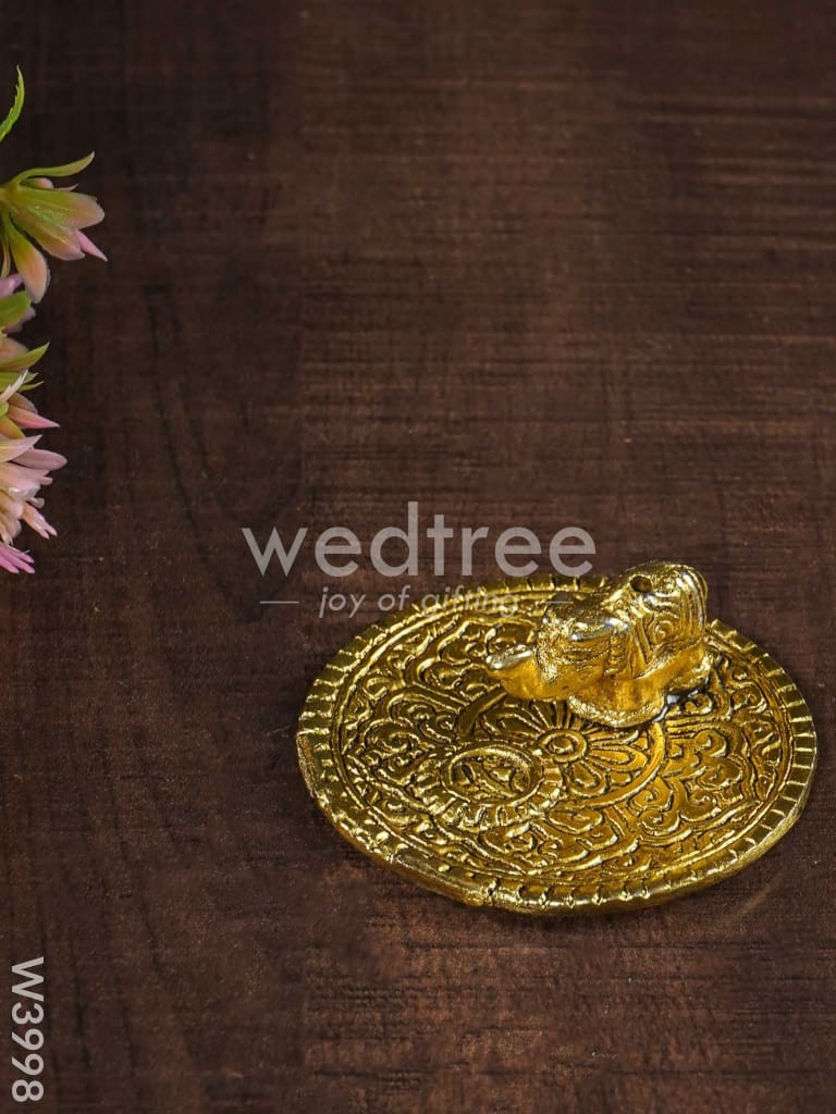 White Metal Agarbathi Stand -Gold Finish - W3998 Pooja Utility