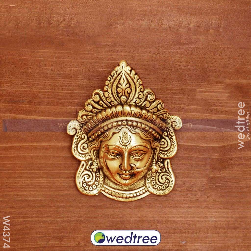 White Metal Amman Face With Gold Finish - W4374 Home Decors