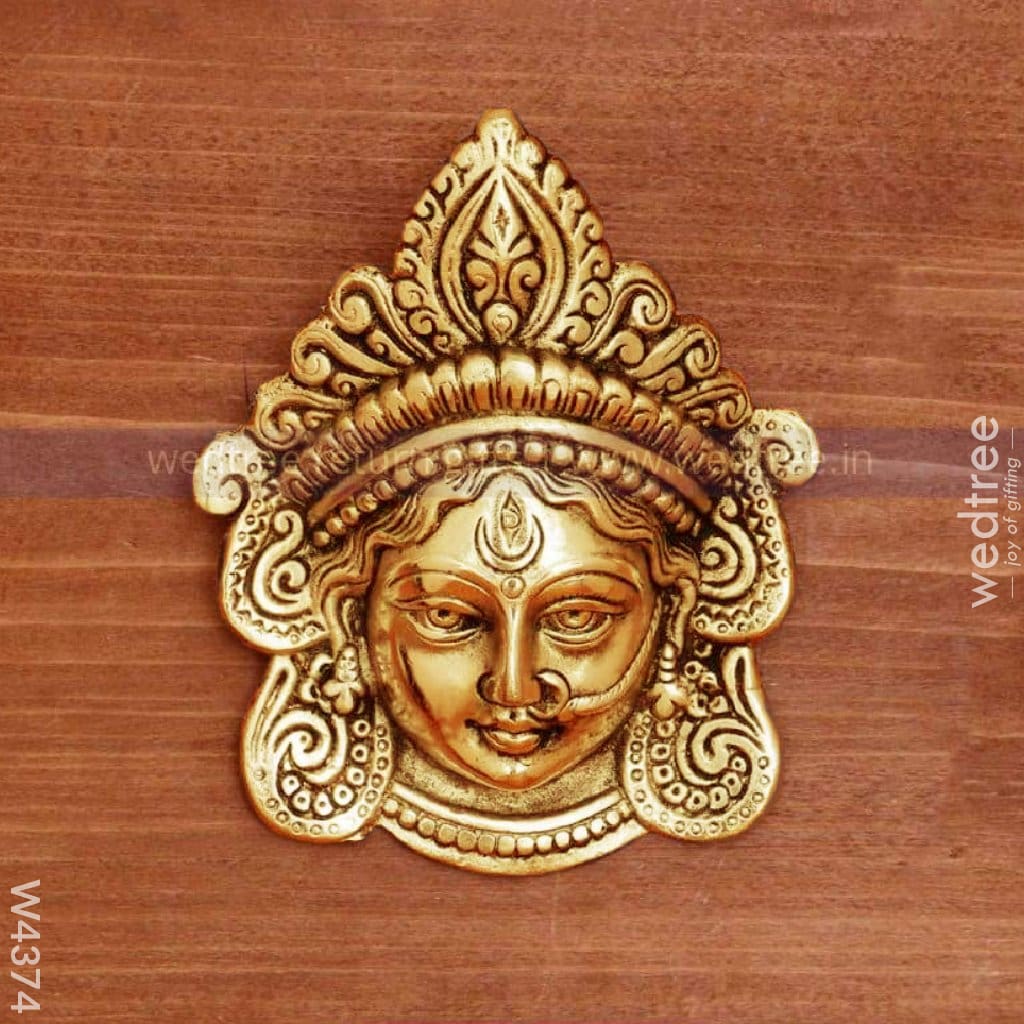 White Metal Amman Face With Gold Finish - W4374 Home Decors
