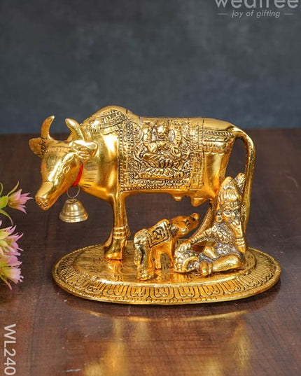 White Metal Cow And Calf - Krishna Wl2405