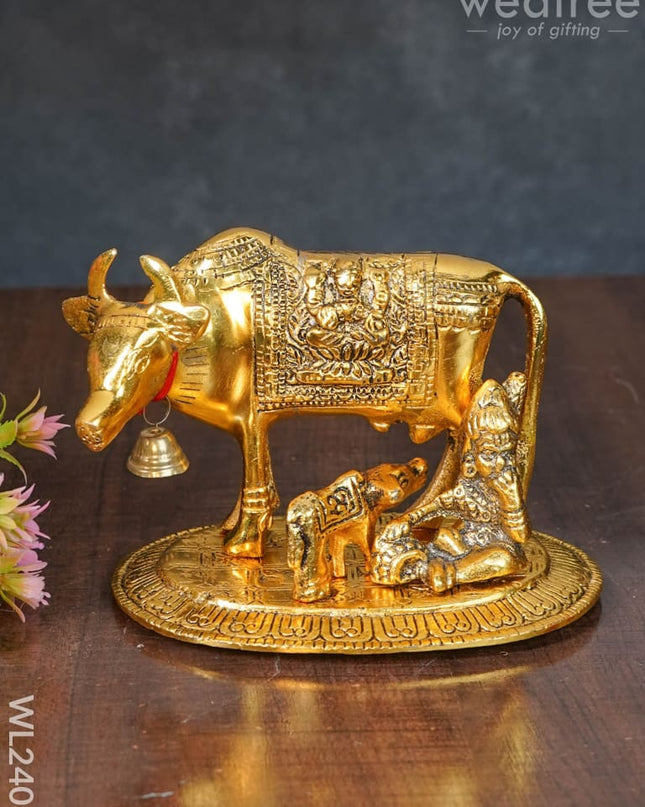 White Metal Cow And Calf - Krishna Wl2405