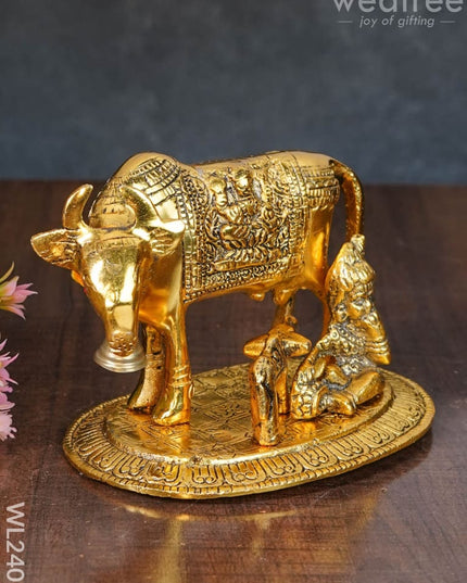 White Metal Cow And Calf - Krishna Wl2405