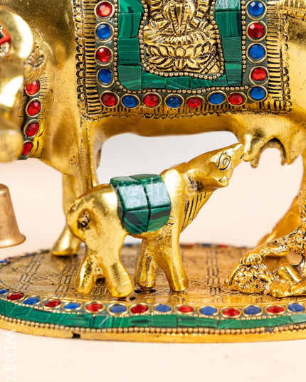 White Metal Cow and Calf with gold Finish - WL0875 White Metal