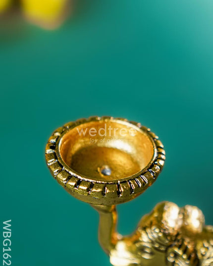 White Metal Elephant with Diya - WBG1624 White Metal