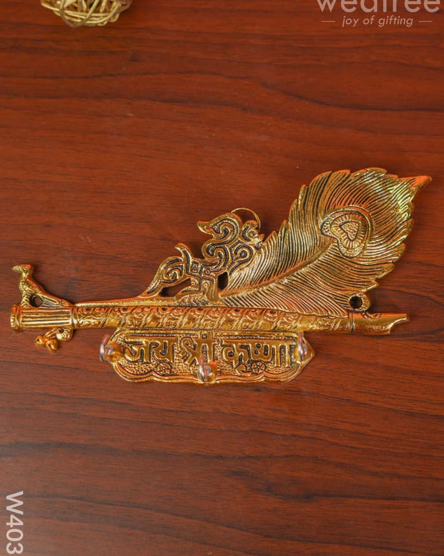 White Metal Flute Key Hanger Gold Finish - W4031 Key Hangers