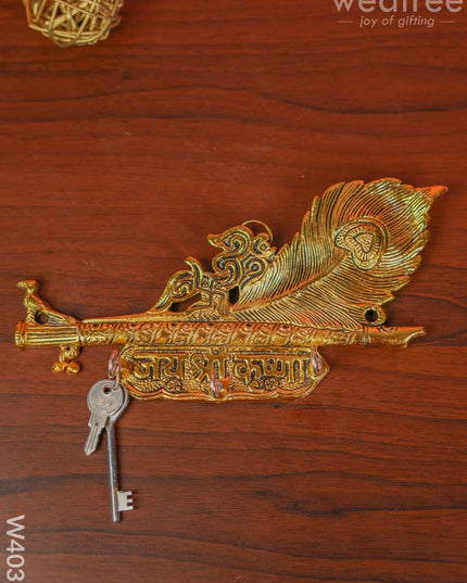 White Metal Flute Key Hanger Gold Finish - W4031 Key Hangers