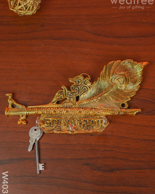 White Metal Flute Key Hanger Gold Finish - W4031 Key Hangers