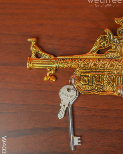 White Metal Flute Key Hanger Gold Finish - W4031 Key Hangers