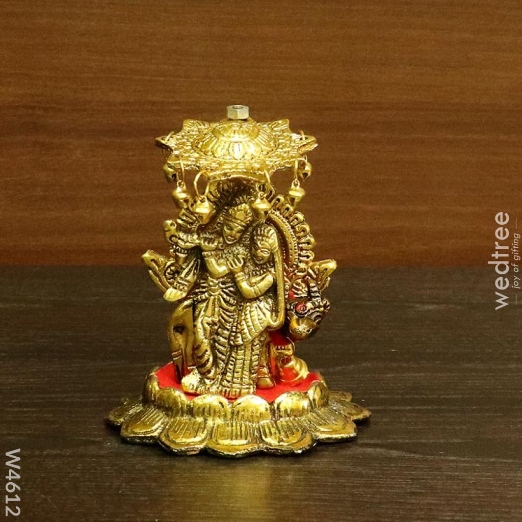 White Metal Gold Finish Radha Krishna With Umbrella - W4612 Home Decors