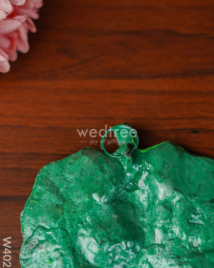 White Metal Green Leaf Ganesha Hanging - W4023 Figurine