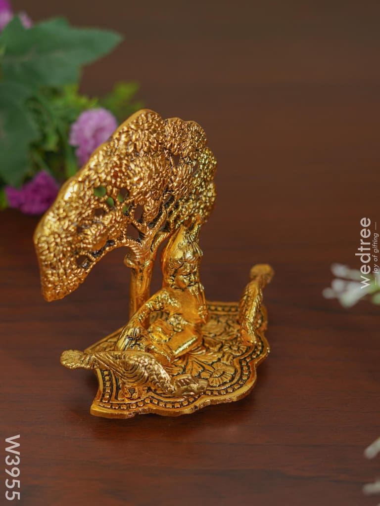 White Metal Laddu Gopal With Tree Gold Finish - W3955 Divine Figurines