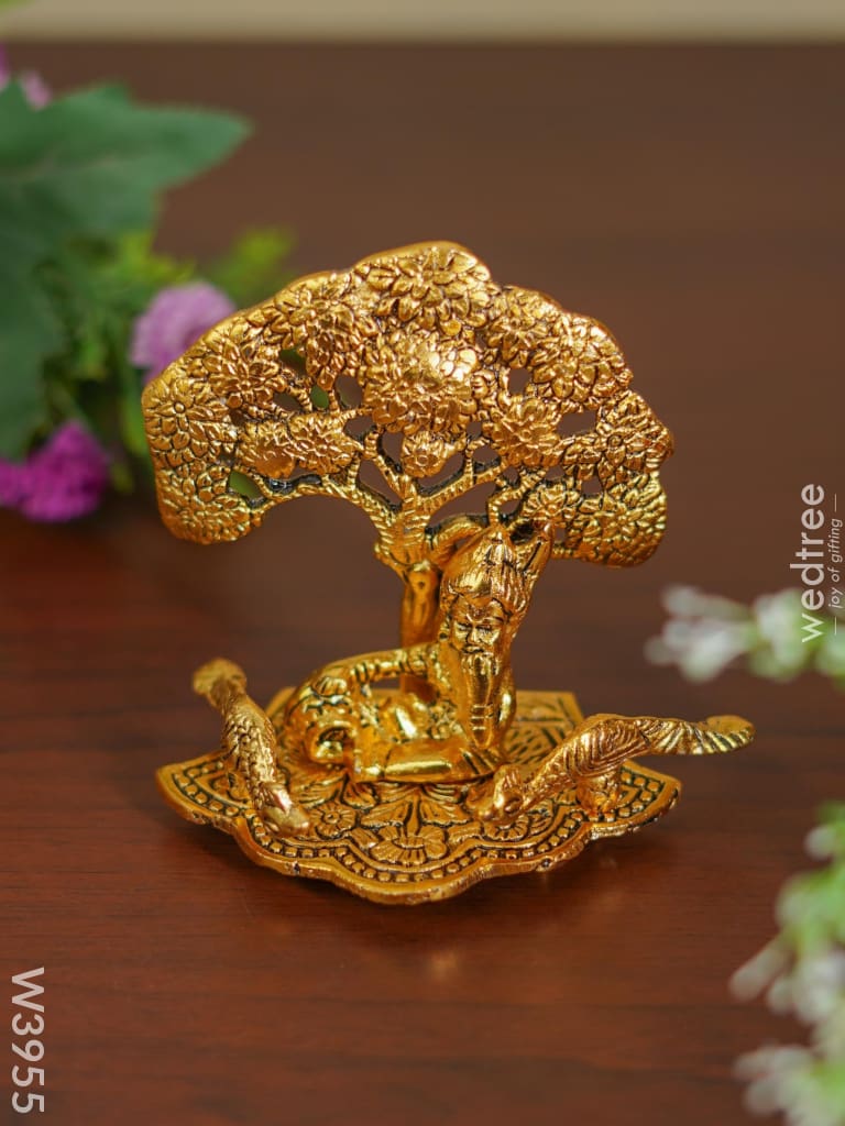 White Metal Laddu Gopal With Tree Gold Finish - W3955 Divine Figurines