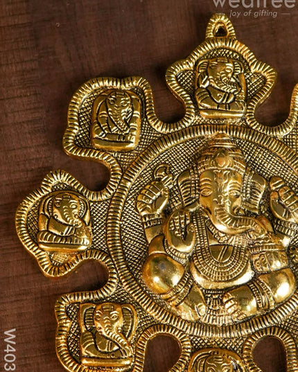 White Metal Nav Ganesh Gold Oxidised Finish - W4039 Metal