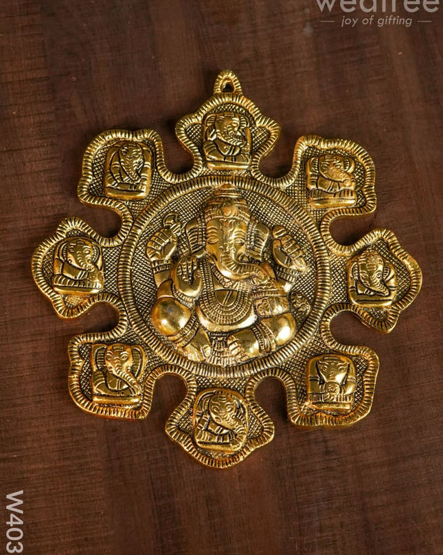 White Metal Nav Ganesh Gold Oxidised Finish - W4039 Metal