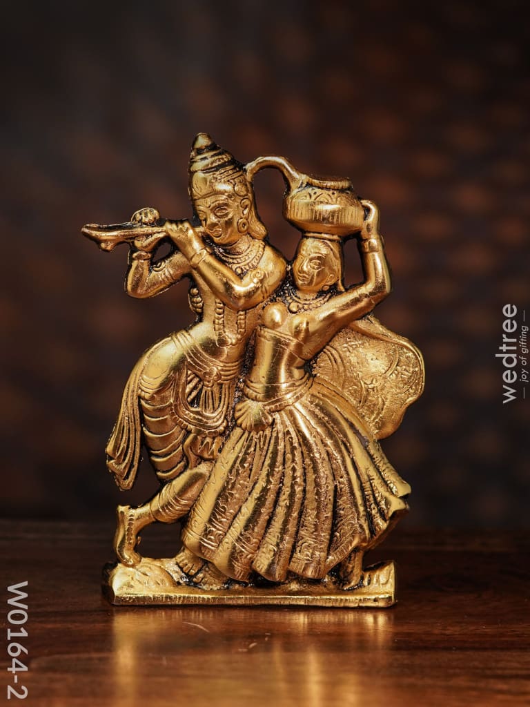 White Metal Radha Krishna Matki - W0164 Golden Finish Divine Figurines