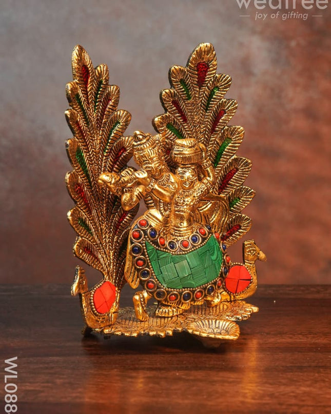 White Metal Radhe Krishna In Oxidised Finish - Wl0884