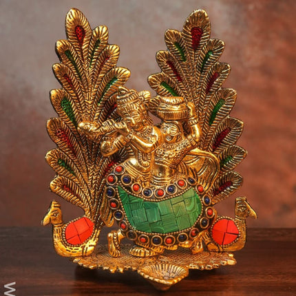 White Metal Radhe Krishna In Oxidised Finish - Wl0884