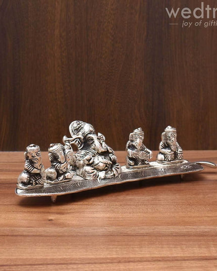 White Metal Musical Ganesha - W3590 Home Decors