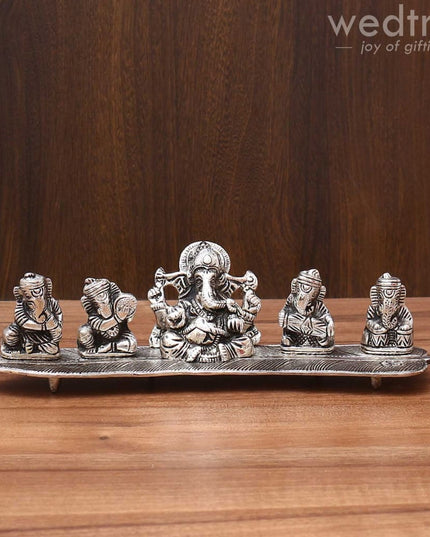 White Metal Musical Ganesha - W3590 Home Decors
